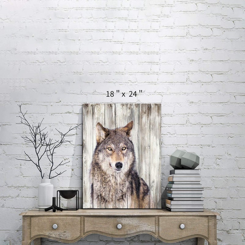 Hardy Gallery Gray Wolf Wall Art Print: Wild Animal Artwork Painting Picture on Canvas for Living Room Decor (24'' x 18'') - Image 2